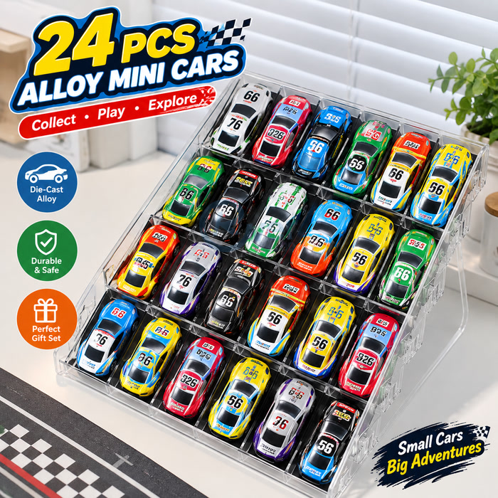 24-Piece Kids Alloy Car Set